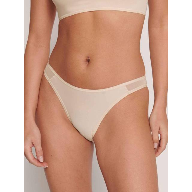 Sloggi Womens Soft ADAPT Tiny Tanga Briefs - Beige Polyamide - Size Small