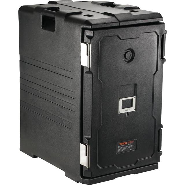 Vevor SPBW120-A120LNMK6V0 109 qt. Insulated Food Pan Carrier Hot Box for Catering LLDPE with Double Buckle, Black