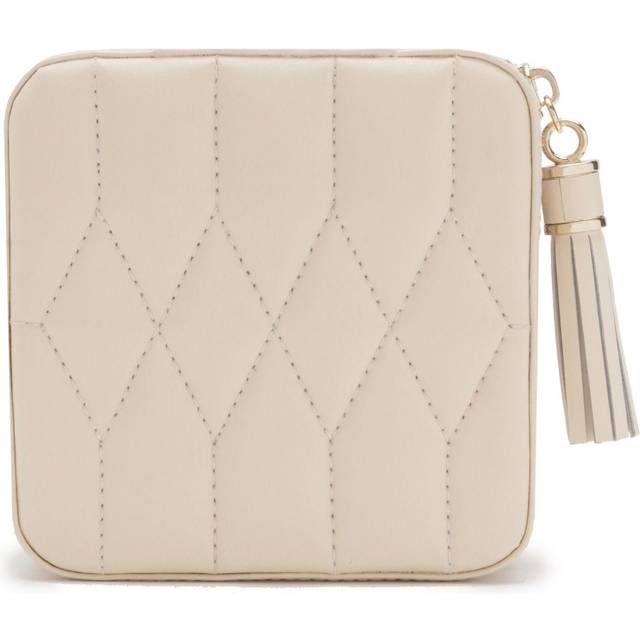 WOLF Caroline Quilted Leather Zip Travel Jewellery Case