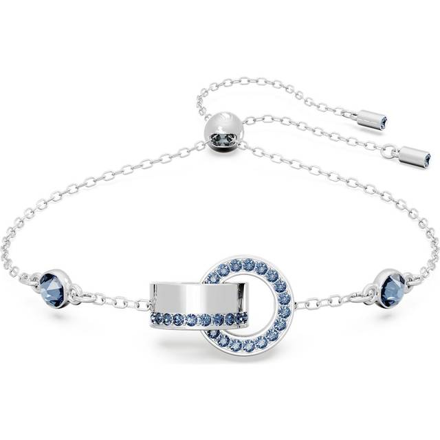 Dextera bracelet, Interlocking loop, Blue, Rhodium plated - OS