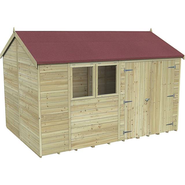 Timberdale Pressure Treated Reverese Apex Shed - Timber / 12x8 / With Base / Installation Included / 2 - White