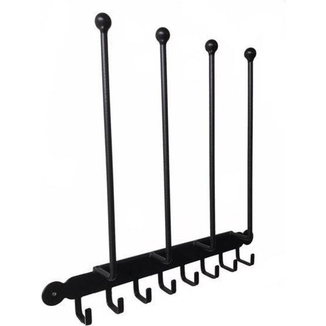 Wall Fixing Boot Rack - Steel Wellie Stand - Steel - L7.6 x W36.8 x H53.3 cm - Black