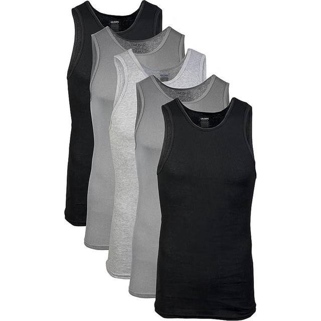Gildan Men's A-shirt Tanks  Multipack  Style G1104  Grey/Black (5 Pack)  Large