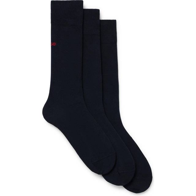 Hugo Mens Dark Blue Pack of Three Branded Cotton-blend Socks 8.5 - DARK BLUE