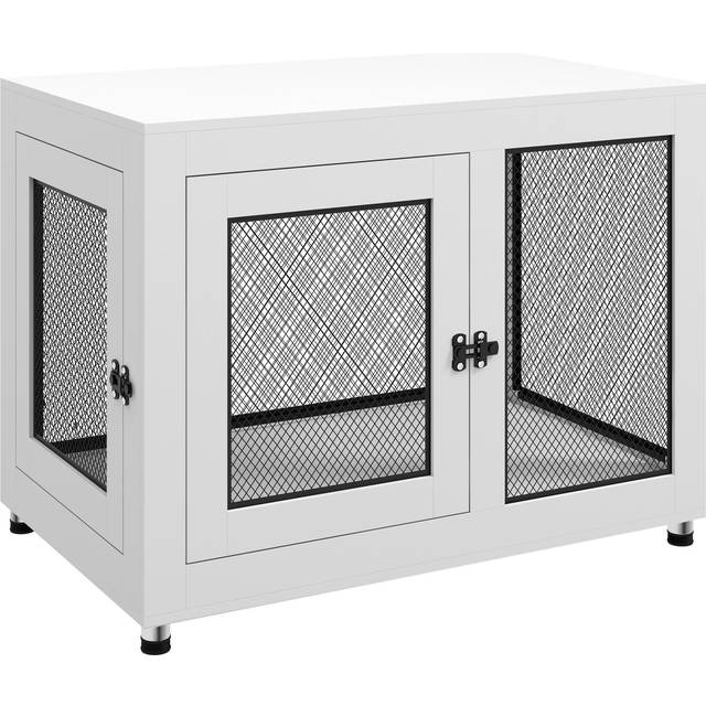 Pawhut 2-in-1 Dog Cage & Side Table, With Two Doors, Cushion, For Large Dogs