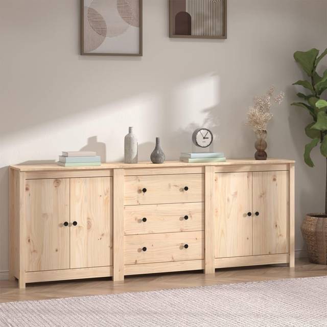 Sideboard 210x35x80 cm Solid Wood Pine vidaXL