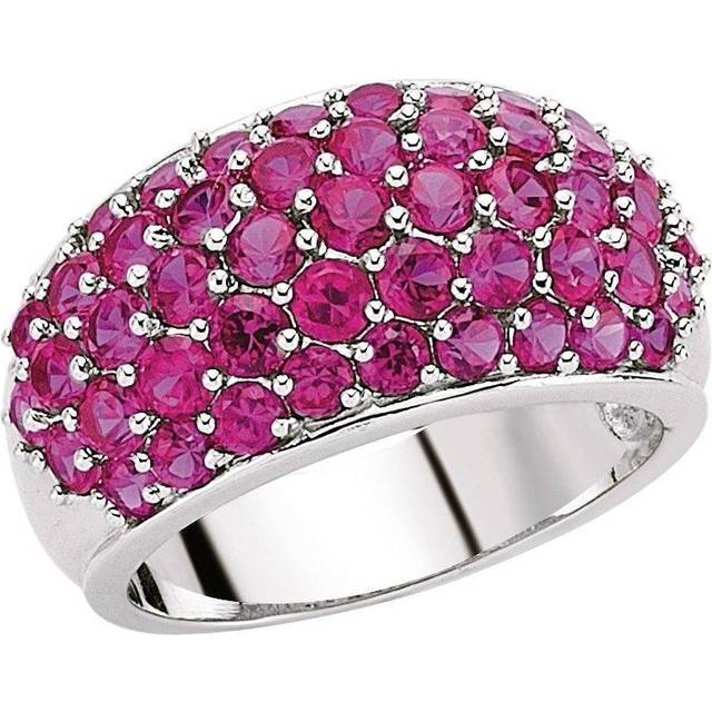(N) Jewelco London Rhodium-Coated Sterling Silver Cluster Gemstone Ring