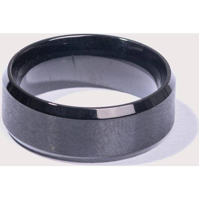 Mysterious Jeweller Mens Stainless Steel Band Ring - Colour: Black - Size: V½/11