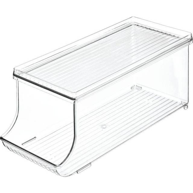iDesign Storage Container with Lid, Plastic Storage Box for Fridge and Pantry with Space for 9 Cans, Practical Fridge Storage for Food and Drinks, Cle