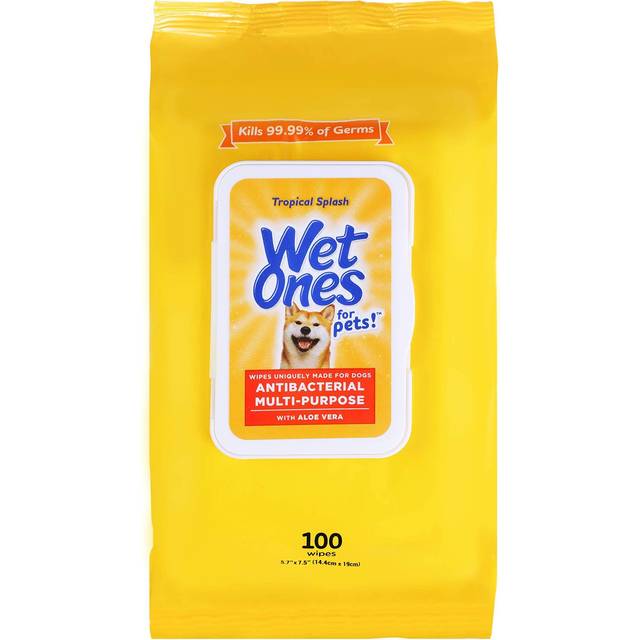 Wet Ones, For Pets!, Antibacterial Multi-Purpose Wipes, For Dogs, Tropical Splash, 100 Count