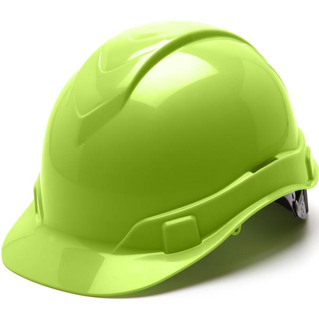 Pyramex Ridgeline cap Style Hard Hat  4-Point Ratchet Suspension  Hi-Vis Lime