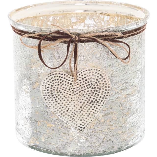 Mercury Hammered Heart Large Candle Holder
