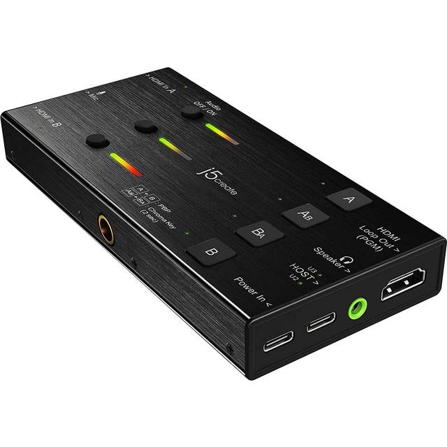 j5create Live Video Capture Card - Dubbel HDMI till USB-C, stödjer 1080p 60Hz video- och ljudinspelning, strömförsörjning 60W Pass Through, perfekt för PC Xbox Playstation Android Game (JVA06)