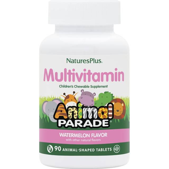 NaturesPlus  Animal Parade  Children's Chewable Multivitamin Supplement  Watermelon  90 Animal-Shaped Tablets