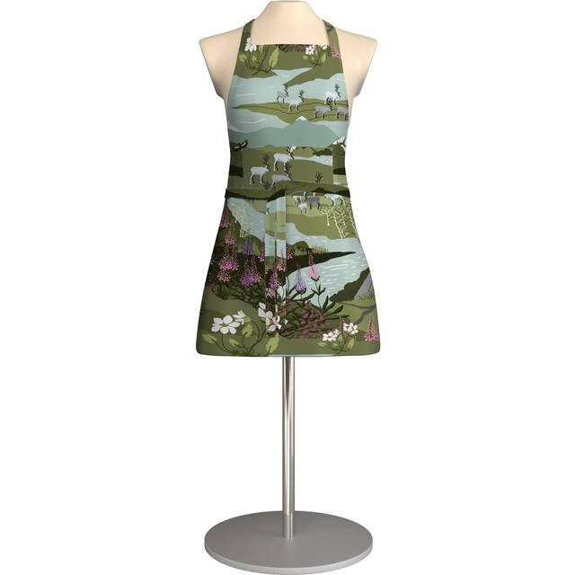 Arvidssons textil fjällvandring grön-turkos förkläde med ficka 65 x 85 cm