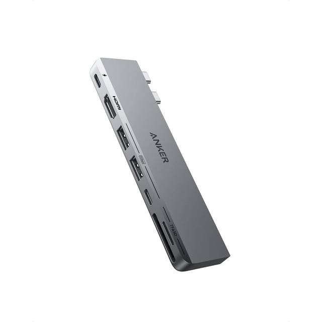 Anker 547 USB C Hub, (7-In-2) För MacBook, Kompatibel Med Thunderbolt 4 USB C Port, 4K HDMI, Och 2 USB A Datakontakter För MacBook Pro 13 Tum, MacBook Air M1 / M2 Och Fler