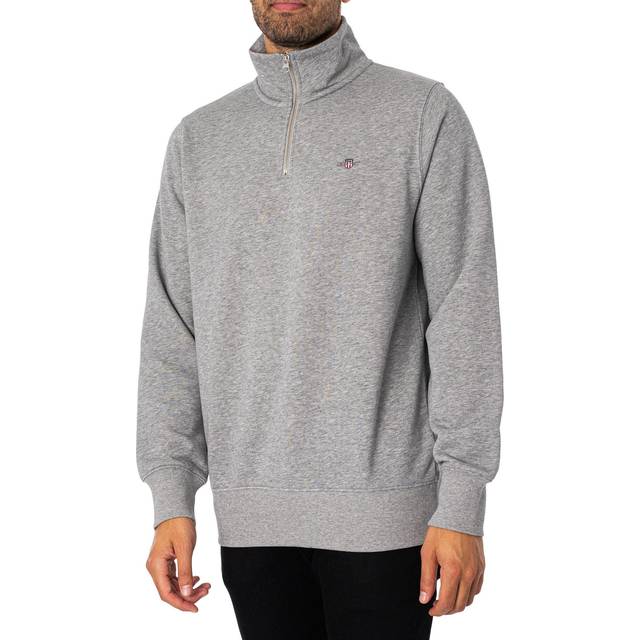 Men's GANT Mens Regular Fit Shield Logo Half Zip Sweatshirt NOS - Grey - Size: 42
