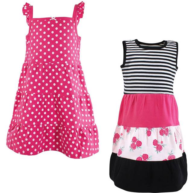 Hudson Baby Girls' Cotton Dresses  Pink Black Roses  0-3 Months