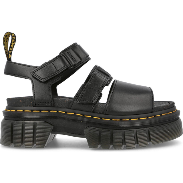 Dr. Martens Ricki Nappa Lux Leather 3-Strap Platform Sandals in Black, Size: 4