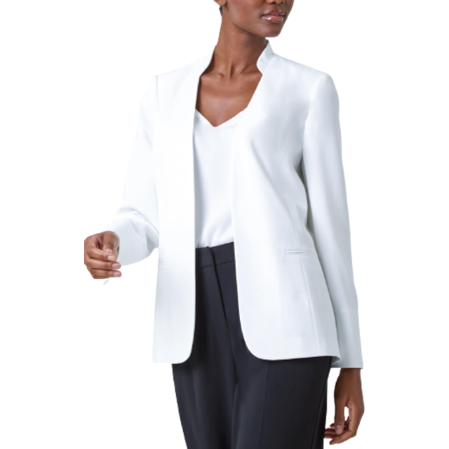 Smart Collar Longline Blazer Jacket - Ivory - 18