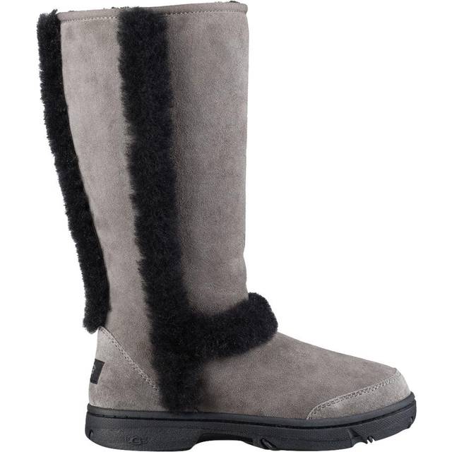 UGG® Sunburst Tall Boot in Grey, Size 5, Leather/Polyester/Wool - Grey/Black