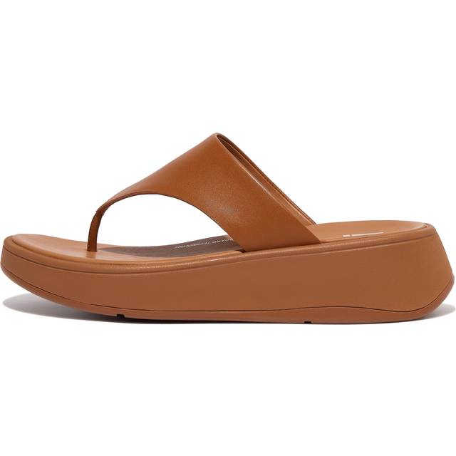Fitflop Dam F-Mode Läder Flatform Tå-Post Sandaler, Ljusbrun, 6,5 UK, Ljusbrunt, 40 EU