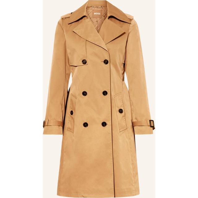 Double-breasted trench coat with buckled belt - Beige