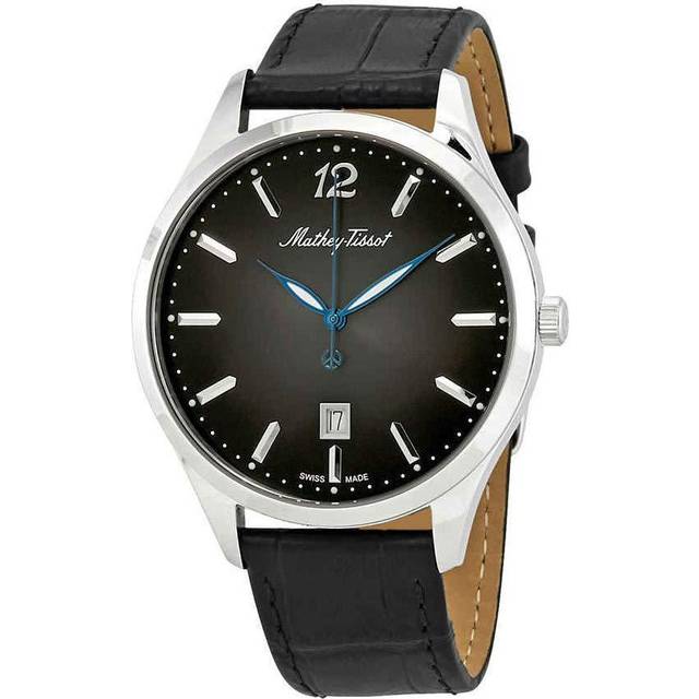 Mathey-Tissot Urban Leather Strap Black Dial Quartz H411AN Men's Watch black