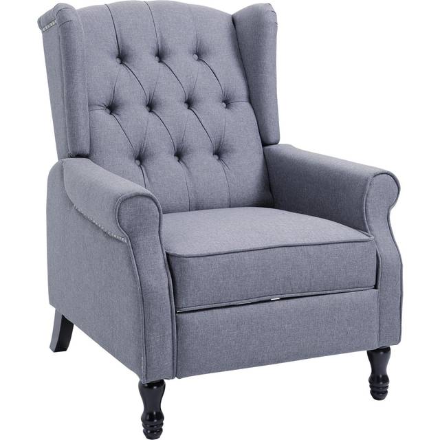 HOMCOM Recliner Armchair W/ Footrest, Light Grey, Grey