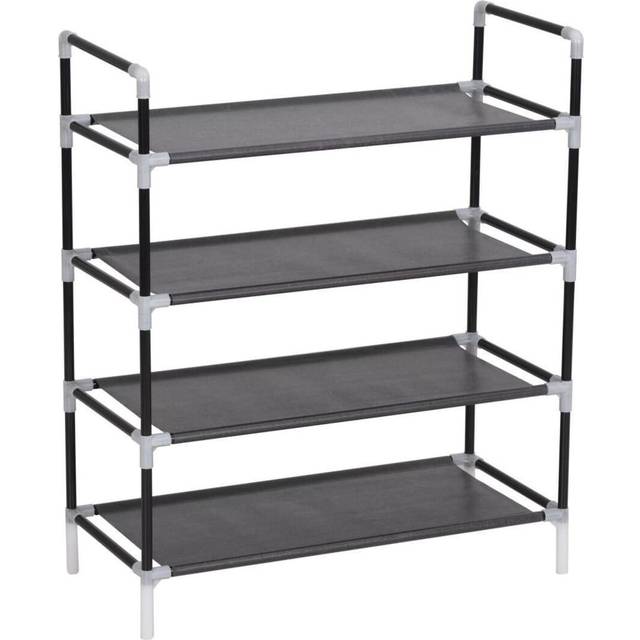 vidaXL Shoe Rack with 4 Shelves Metal and Non-woven Fabric Black
