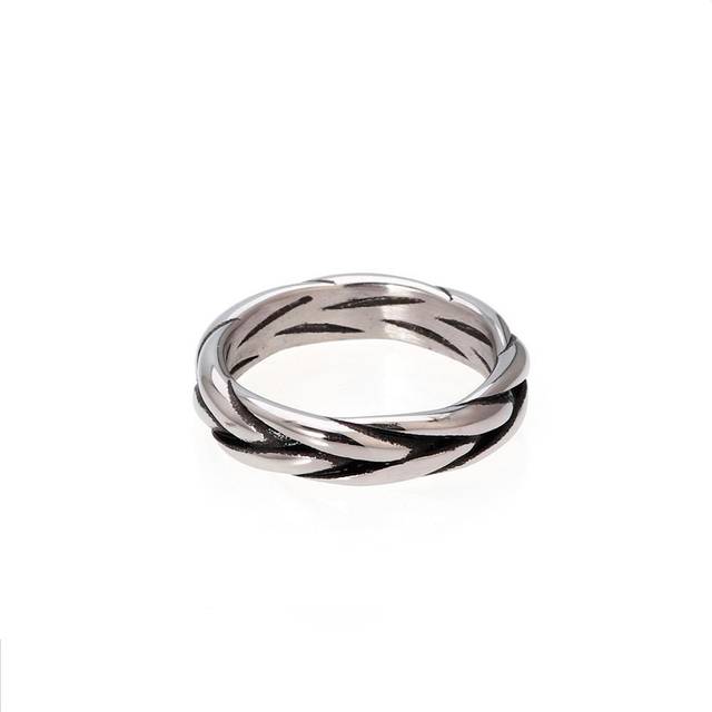 Samie Rope - Twisted Steel Ring - Silver - 56