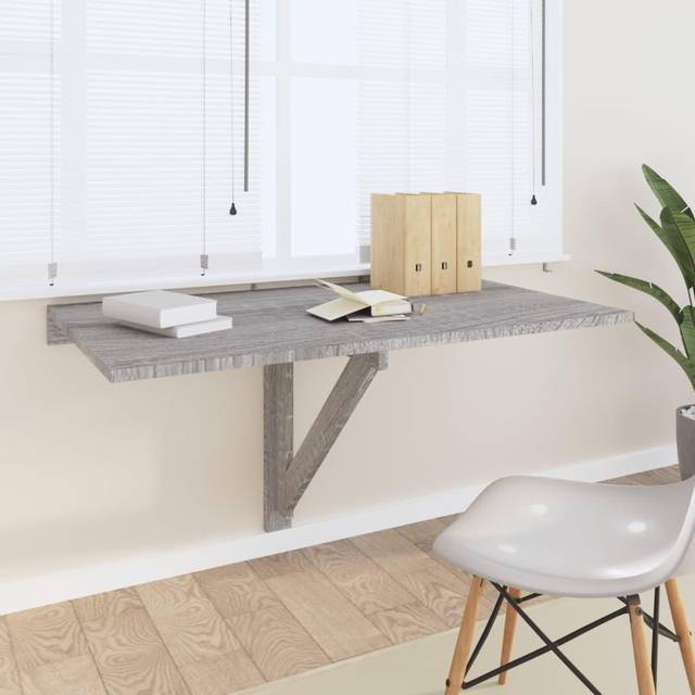 vidaXL Folding Wall Table Grey Sonoma 100x60x56 cm Engineered Wood