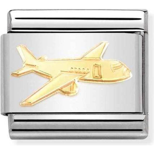Nomination Classic Gold Flying Plane Travel &amp; Flag Charms
