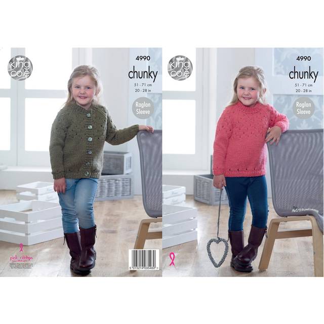 Sweater and Cardigan in King Cole Big Value Chunky (4990)