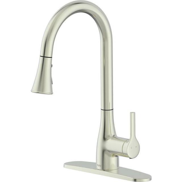 Bio Bidet Flow Classic Kitchen Faucet with Retractable Pull Down Sprayer  One-Handle  Easy Clean Finish  Brushed Nickel