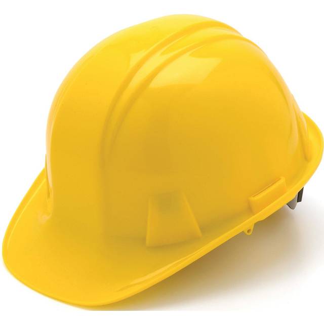 Pyramex Cap Style 4 Point Ratchet Suspension Hard Hat with Rain Trough - Comfortable Low Profile Design  Yellow