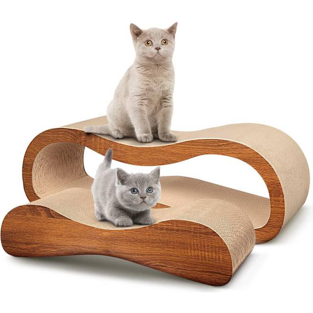 ScratchMe 2-i-1 kattklösbräda loungesäng, katt klösstolpe med kattmynta, hållbara bräddynor förhindrar möbelskador, stor