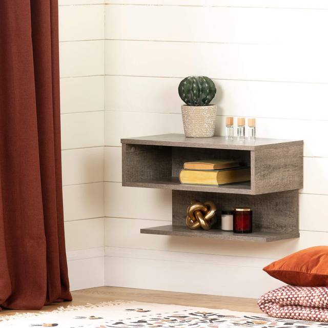 South Shore Sazena Floating NightstandWeathered Oak  2225 in x 1175 in x 1325 in