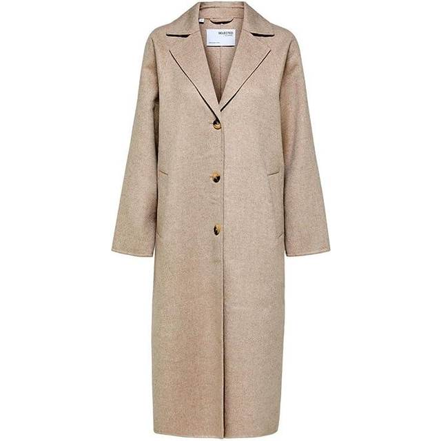 SELECTED FEMME SLFNEW TAMA Handgjord ullrock B NOOS-kappa, sandshell/detaljer: melange, 34, Sandskal/detalj: melerad