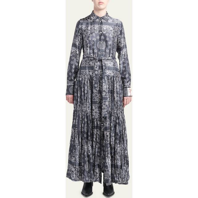 Bandana Print Long Sleeve Maxi Shirtdress - ANTHRACITE - 40 IT (4 US)