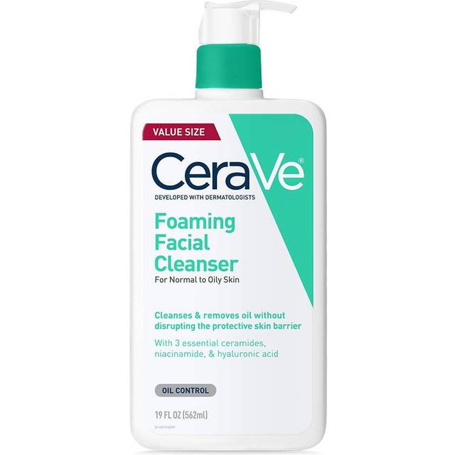 CeraVe Foaming Facial Cleanser | Daily Face Wash for Oily Skin | Hyaluronic Acid + Ceramides + Niacinamide| Fragrance Free & Paraben Free | Non-D