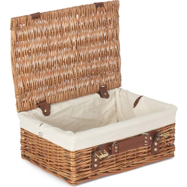 35cm Light Steamed Wicker Picnic Basket - White
