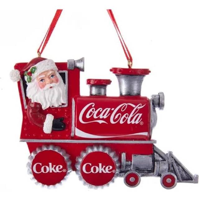 "Kurt S. Adler 2.5"" RESIN SANTA COKE TRAIN ORN."