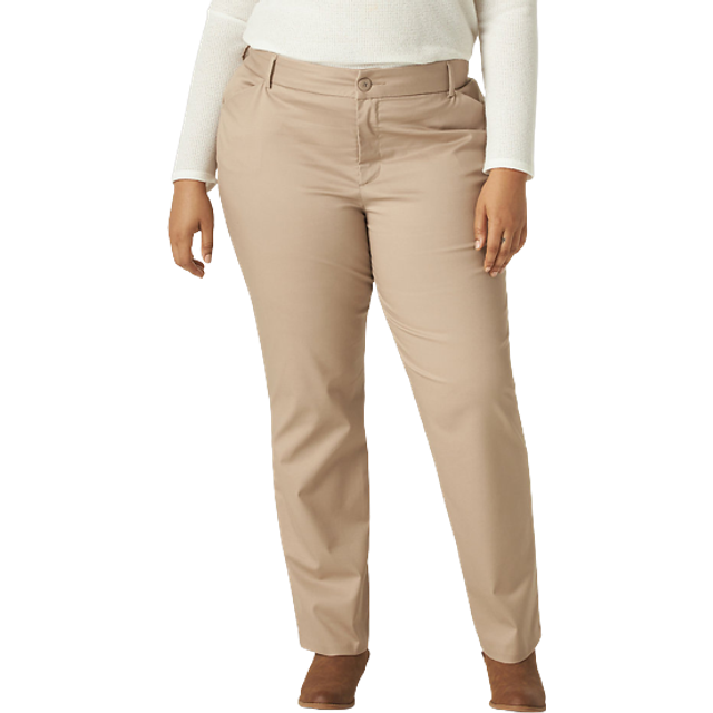 Lee Womens Plus Size Wrinkle Free Relaxed Fit Straight Leg Pant  Flax
