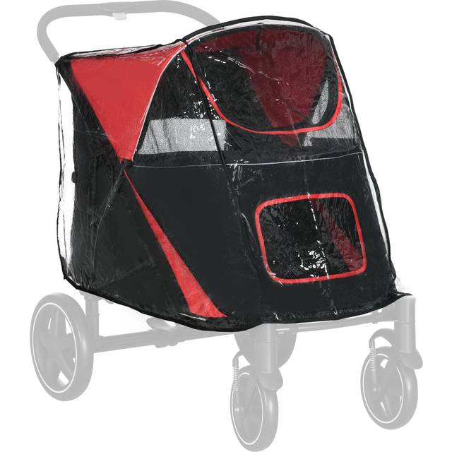 Rain Cover for Dog Pram, Stroller Buggy with Rear Entry - Clear - White