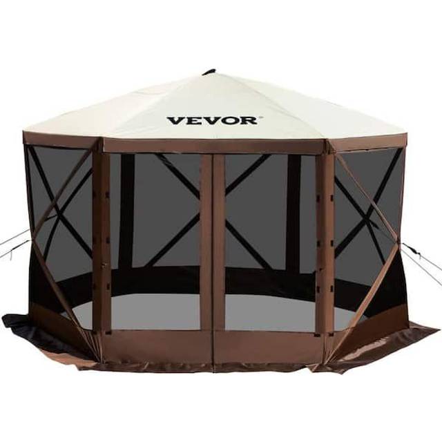 VEVOR Faltpavillon, 3,05 x 3,05 m, 6-seitiges Pop-up-Camping-Überdachungszelt mit Netzfenstern, tragbarer Tragetasche, Erdspießen, große gartenpavillon für Outdoor-Camping, Rasen und Hinterhof