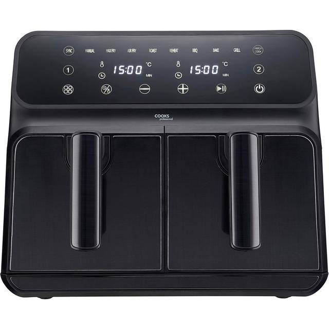 Cooks Professional Dual Air Fryer  Oven Cooker Digital Twin XL 8L Healthy Oil Free Double Basket
