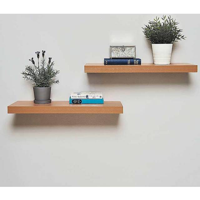 Set of 2 Floating Shelves, 40cm - Oak