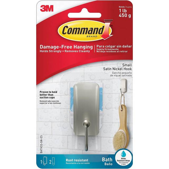 Command Small Bathroom Hook, Satin Nickel, Damage-Free