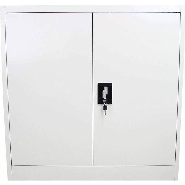 MonsterShop 2 Door 2 Shelf Filing Cabinet - Grey - 90.0 cm x 90.0 cm x 40.0 cmcm